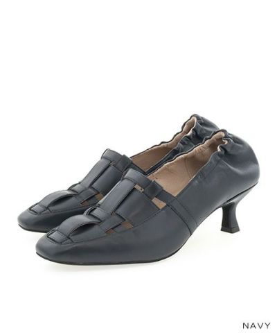 【50%OFF】レザーメッシュパンプス
