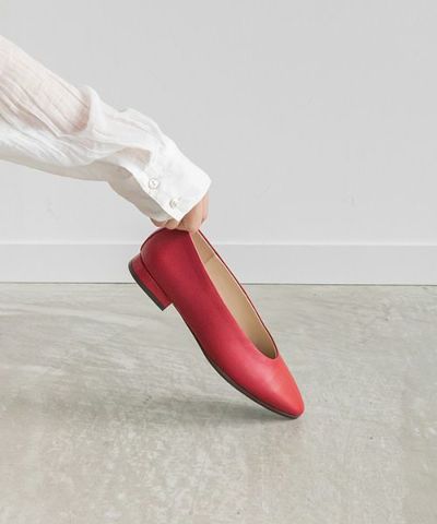 【50%OFF】3E ソフトレザーフラットパンプス