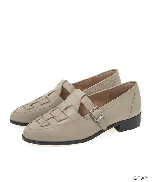 30%OFF】イントレチャートTストラップレザーシューズ | A de