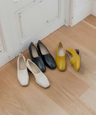 【50%OFF】レザースクエアトゥ シューズ