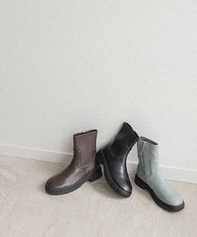 ストレッチレザートラックソールショートブーツ
