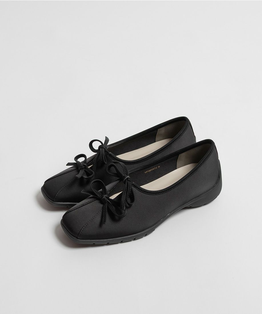 サステナブル ダブルリボンフラットシューズ | A de Vivre（アドゥ